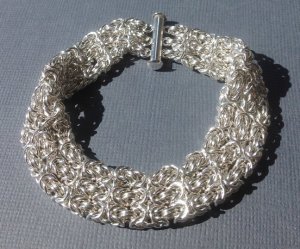 Glamorous Sterling Silver Byzantine Bracelet